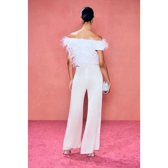Cult Gaia Sosha Feather Top in Off White 6 New Womens Blouse - Picture 7 of 17